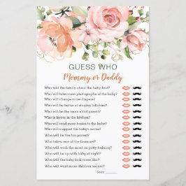 Raten Sie mal, wer Baby Shower Game Blumengrün