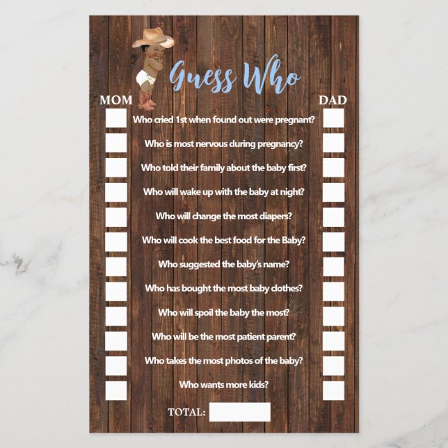 Raten Sie mal, wer kleine OM Cowboy Baby Shower Ga Flyer (Vorne)