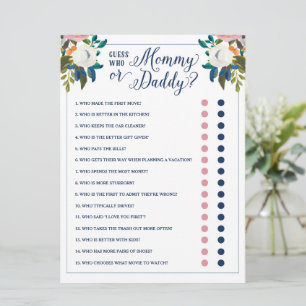 Raten Sie mal, wer Mama oder Papa Baby Shower Game Einladung