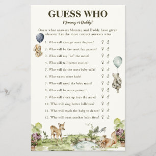 Raten Sie mal, wer Mama oder Papa Woodland Game Ba Flyer