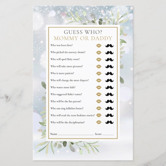 Raten Sie mal, wer Mommy Daddy Winter Baby Showspi (Vorderseite)