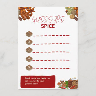 Raten Sie mal, wie das Spice Party Game Begleitkarte