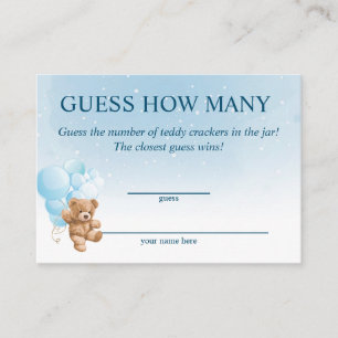 Raten Sie mal, wie viele Blue Teddy Bear Baby Show Begleitkarte