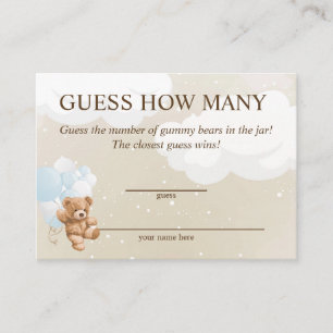 Raten Sie mal, wie viele Blue Teddy Bear Baby Show Begleitkarte