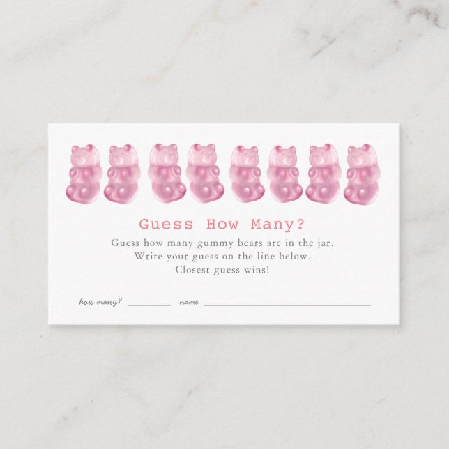 Raten Sie mal, wie viele Gummibären Pink Baby Dusc Begleitkarte (Vorderseite)