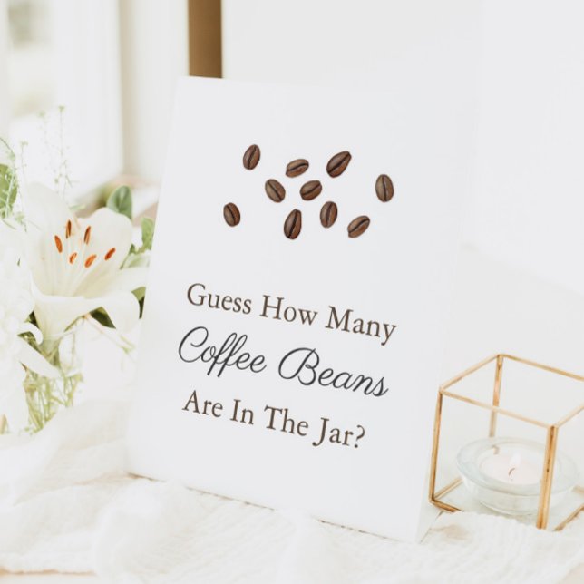 Raten Sie mal, wie viele Kaffeebohnen Babyduschens Sockelschild (Guess how many coffee beans baby shower or bridal shower game)