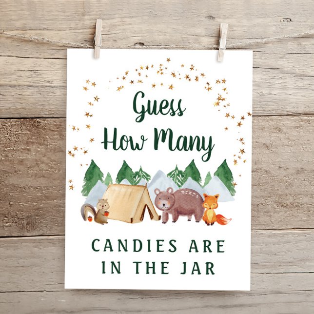 Raten Sie mal, wie viele Woodlandtiere Baby Shower Poster (Von Creator hochgeladen)