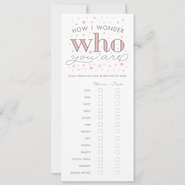 Raten Sie, welche Eigenschaften die Baby Shower Ga (Vorderseite)