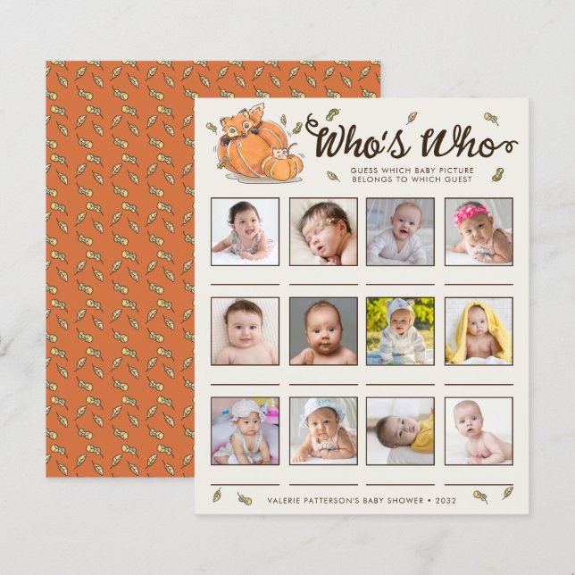 Raten Sie, welches Baby Picture Baby Shower Game d (Vorne/Hinten)