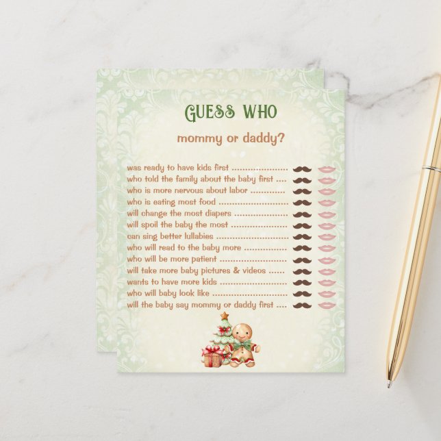 Raten Sie, wer Mommy Daddy Classic Baby Shower Gam (Vorderseite/Rückseite Beispiel)