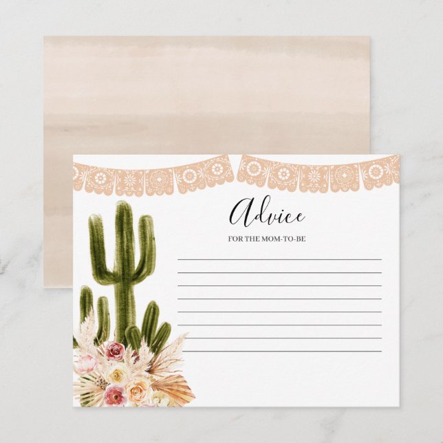 Ratenkarte Boho Taco über Liebe Cactus Floral Begleitkarte (Vorne/Hinten)