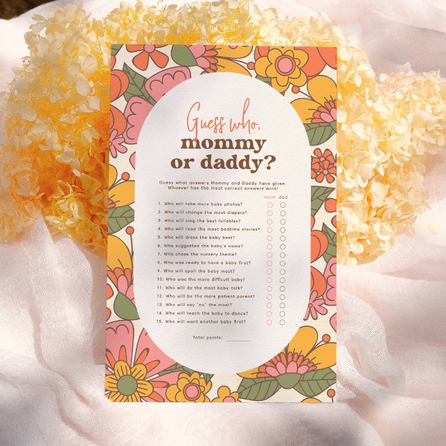 Ratess Wer | Groovy Retro Blume Boho Babydusche (Von Creator hochgeladen)