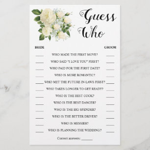 Ratess Wer   Paare & Brautparty Game Card Flyer