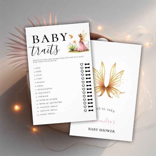 Ratet Baby Tracks Girl Duwer Game Faicess Princess Flyer (girl baby shower game guess traits fairy princess enchanted garden watercolor pink gold cute pretty)