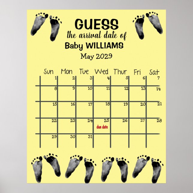 Ratet den Fälligkeitszeitkalender mit Footprints P Poster (Vorne)