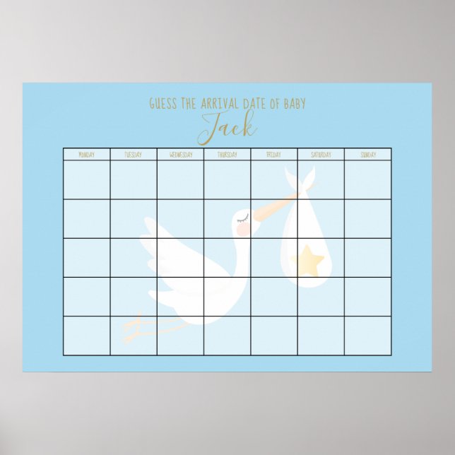 Ratet mal, wann der Blue Special Delivery Stork ko Poster (Vorne)