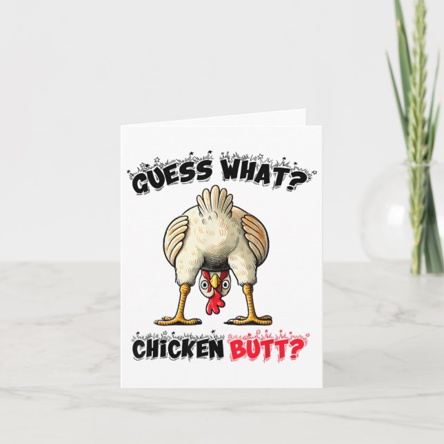 Ratet mal, was Chicken Hintern Hühnchen Stuff Joke Karte (Vorderseite)