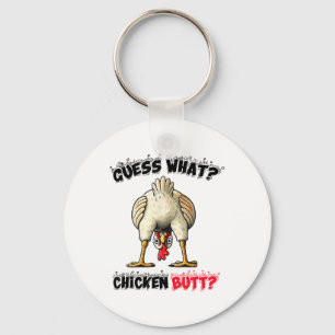 Ratet mal, was Chicken Hintern Hühnchen Stuff Joke Schlüsselanhänger