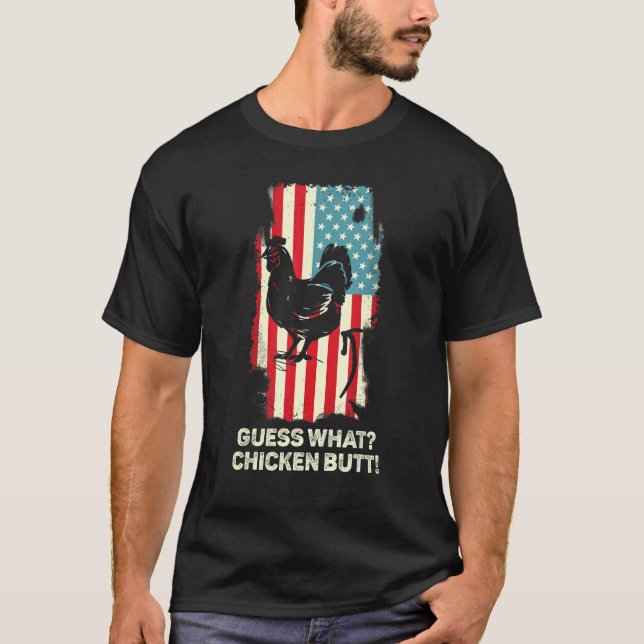 Ratet mal, was Chicken Hintern Hühnerjoch Retro Vi T-Shirt (Vorderseite)