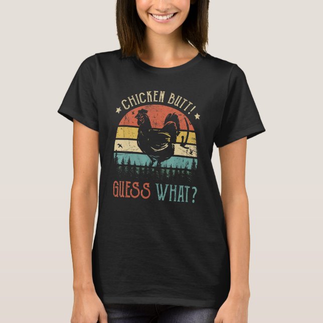 Ratet mal, was Chicken Hintern Hühnerjoch Retro Vi T-Shirt (Vorderseite)
