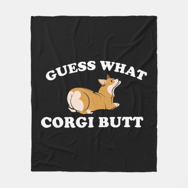 Ratet mal, was Corgi Hintern Funny Dog Lover Fleecedecke (Vorderseite)