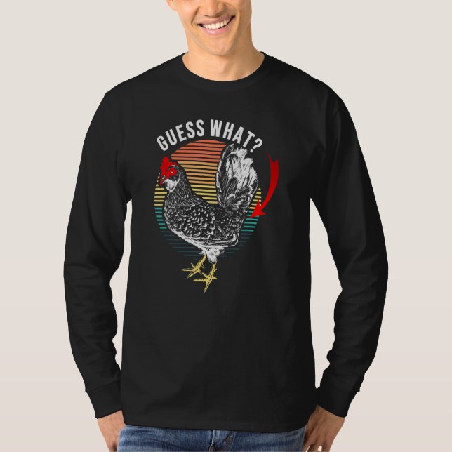 Ratet mal, was für ein Hähnchen Hintern Retro Witz T-Shirt (Vorderseite)