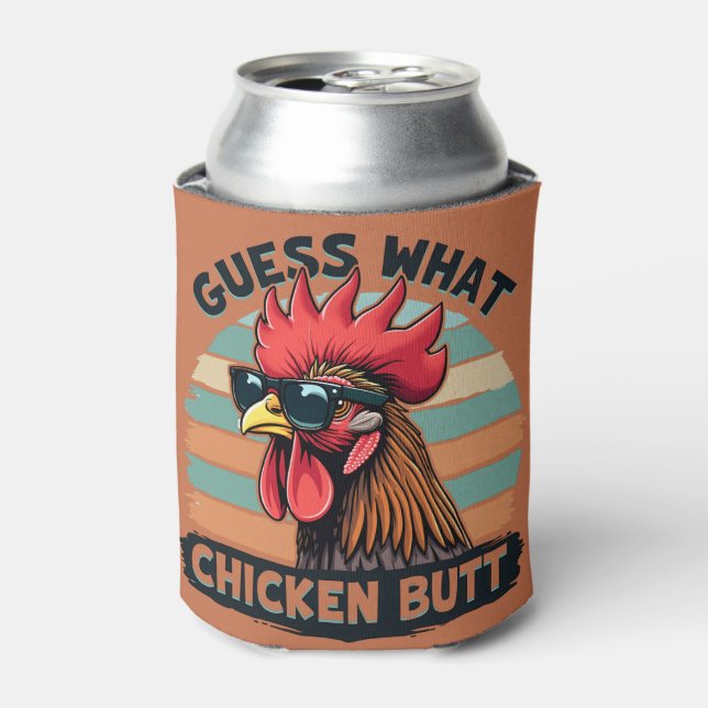 Ratet mal, was Hühnchen Hintern Funny Retro Rooste Dosenkühler (Kanne Vorderseite)