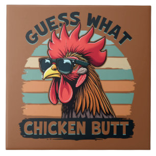 Ratet mal, was Hühnchen Hintern Funny Retro Rooste Fliese