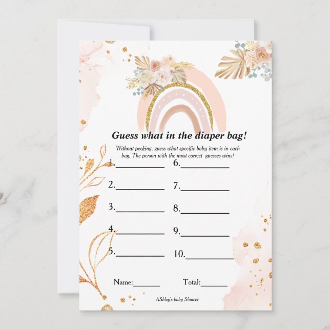 Ratet mal, was in der Windelbeutel Babyduschkarte  Ankündigung (Vorderseite)