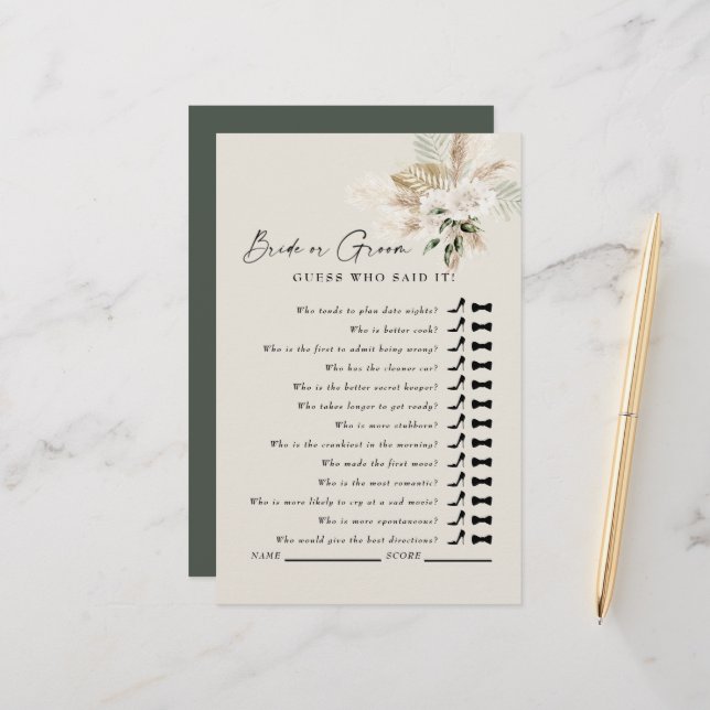 Ratet mal, wer das gesagt hat? Pampas Sage Brautpa (Vorderseite/Rückseite Beispiel)