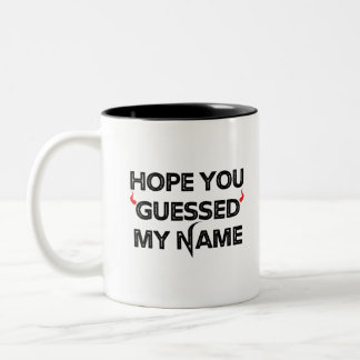 Ratet mal, wie der Teufel heißt Zweifarbige Tasse