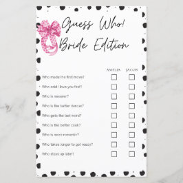 Ratet, wer Braut-Edition Pink-Brautparty-Spiele