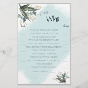 Ratet, wer Bridal Game Card Flyer