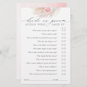 Ratet, wer Bridge oder Groom - Boho Game Card