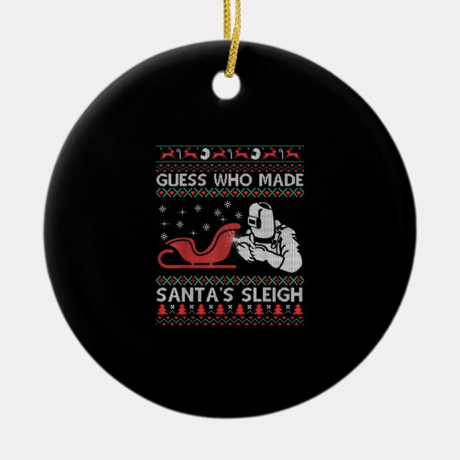 Ratet, wer den Schlitten des Weihnachtsmannes gema Keramik Ornament (Vorne)