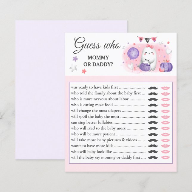 Ratet, wer Halloween Baby Showspiel Pink (Vorne/Hinten)