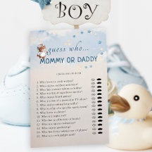 Ratet, wer Mama oder Daddy Baby Shower Spielkarte
