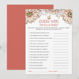 Ratet, wer Mama oder Vater Baby Duschspiel Dankeskarte