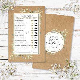 Ratet, wer Mommy Daddy Rustic Baby Showspiel