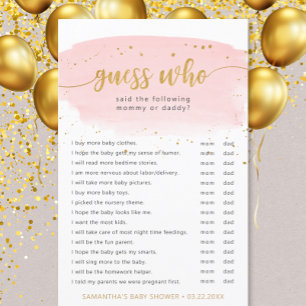 Ratet Wer rosa Wasserfarbe + goldenes Baby Duschsp