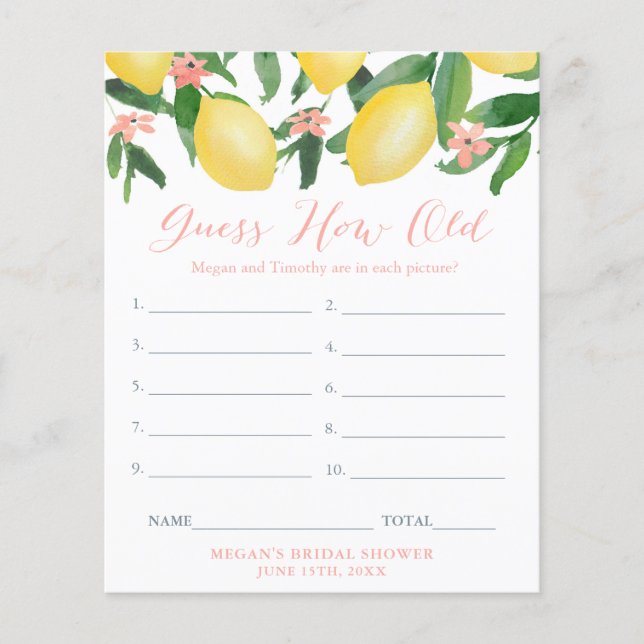 Ratet, wie alt Foto Game für Bridal / Co-Dusche Flyer (Vorne)