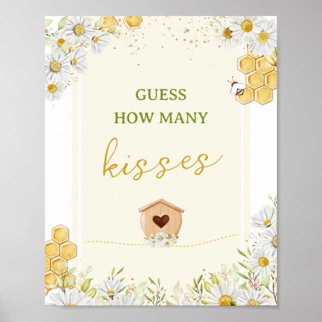 Ratet wie viele Kisses Bumblebee Honey Baby Dusche Poster (Vorne)