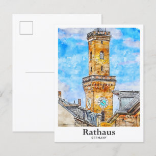 Rathaus Deutschland Reisen Wasserfarbenhandgezeich Postkarte