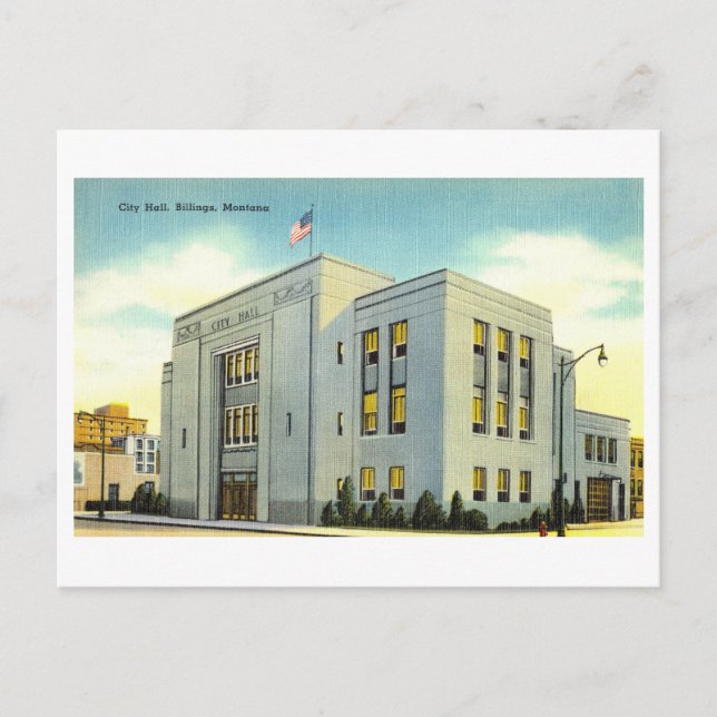 Rathaus in Billings, Montana, Vintage Postkarte (Vorderseite)