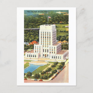 Rathaus in Houston, Texas, Vintage Postkarte