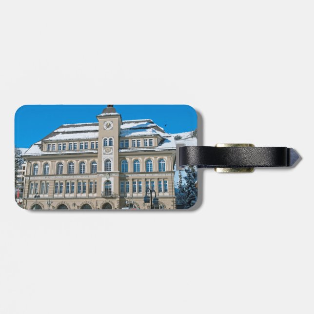 Rathaus in St. Moritz Gepäckanhänger (Rückseite horizontal)