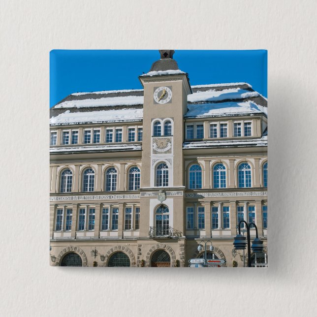 Rathaus in St. Moritz, Schweiz Button (Vorderseite)