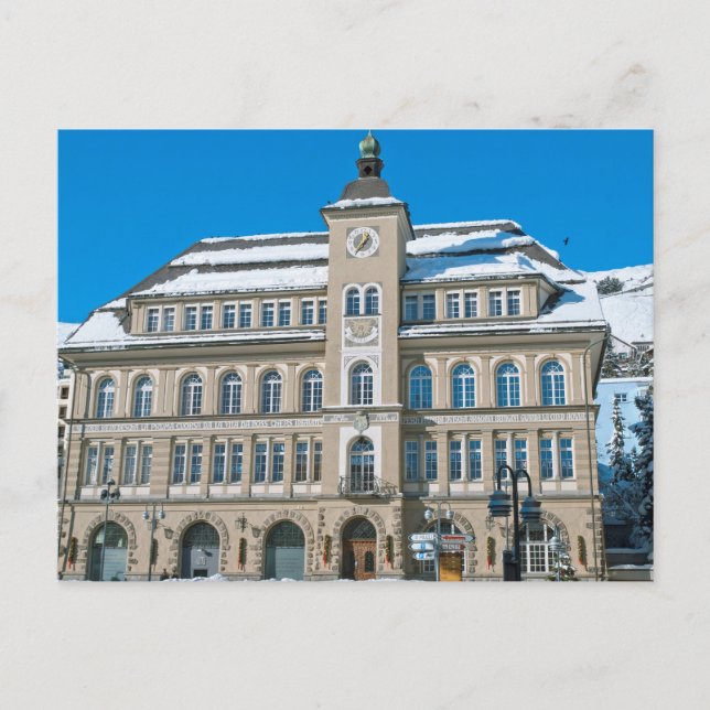 Rathaus in St Moritz, Schweiz Postkarte (Vorderseite)