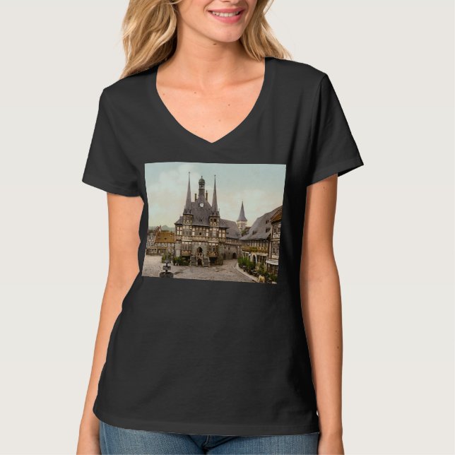 Rathaus in Wernigerode (c. 1900) T-Shirt (Vorderseite)