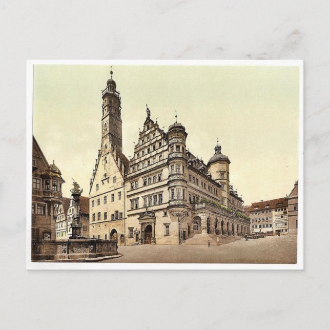 Rathaus, Rothenburg (d.h. ob der Tauber), Bavari Postkarte (Vorderseite)